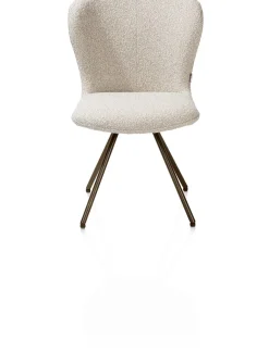 Ethan, eetkamerstoel - draaibaar steelbrown - 4-poot - stof Cloudy - beige