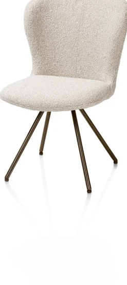 Ethan, eetkamerstoel - draaibaar steelbrown - 4-poot - stof Cloudy - beige