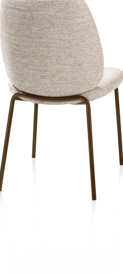 Fae, eetkamerstoel - 4-pootjes steelbrown - stof Bellini - Creme