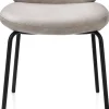 Fae, eetkamerstoel - 4-pootjes rough off black - stof Pala - Lichtgrijs