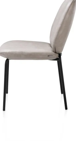 Fae, eetkamerstoel - 4-pootjes rough off black - stof Pala - Lichtgrijs