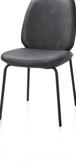 Fae, eetkamerstoel - 4-pootjes rough off black - stof Pala - Antraciet
