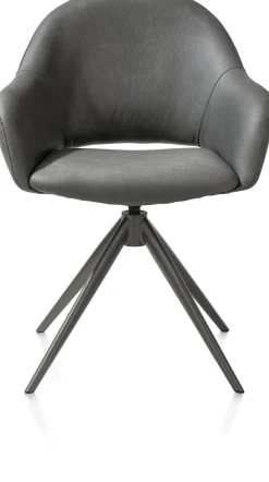 Finn, armstoel terugdraai - graphiet frame - stof Pala - Groen