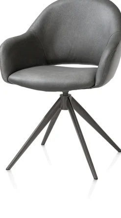 Finn, armstoel terugdraai - graphiet frame - stof Pala - Groen