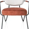 June fauteuil in combi stof met zwart metalen frame