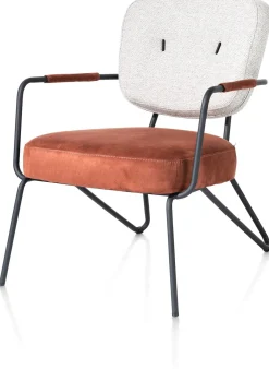 June fauteuil in combi stof met zwart metalen frame