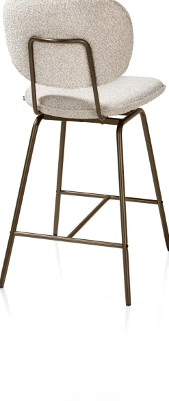Lexi, barstoel - steelbrown - draaibaar - stof Cloudy - beige