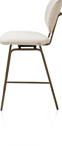 Lexi, barstoel - steelbrown - draaibaar - stof Cloudy - beige