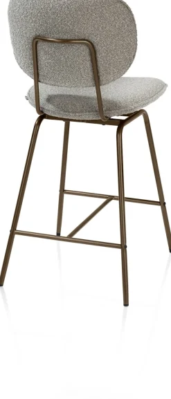 Lexi, barstoel - steelbrown - draaibaar - stof Cloudy - Olijf