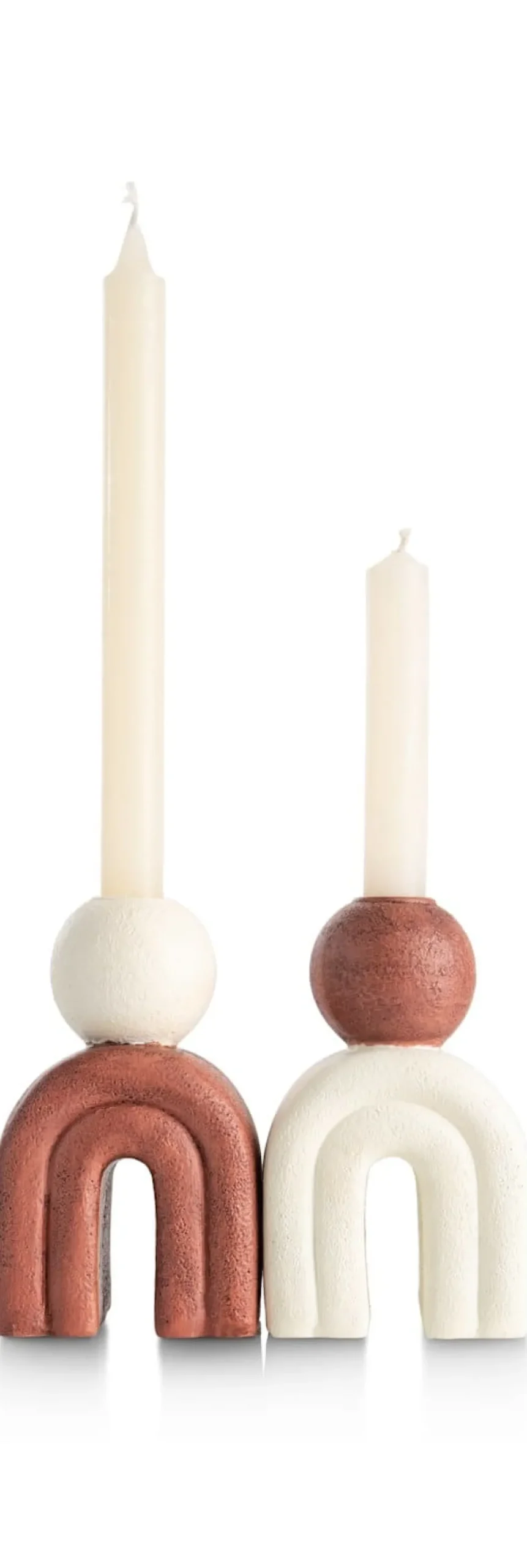 Lot kandelaar H15,5cm in de kleur Crème - COCOmaison