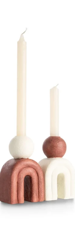 Lot kandelaar H15,5cm in de kleur Bruin - COCOmaison