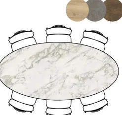 Masura ellipsvormige bartafel met zwarte metalen poot 220x105cm