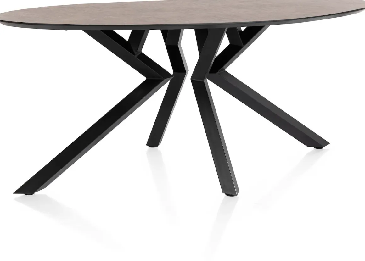 Masura ellipsvormige eettafel met zwarte metalen poot 180x100cm