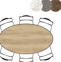 Masura ellipsvormige eettafel met zwarte metalen poot 180x100cm