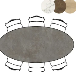 Masura ellipsvormige eettafel met zwarte metalen poot 220x105cm