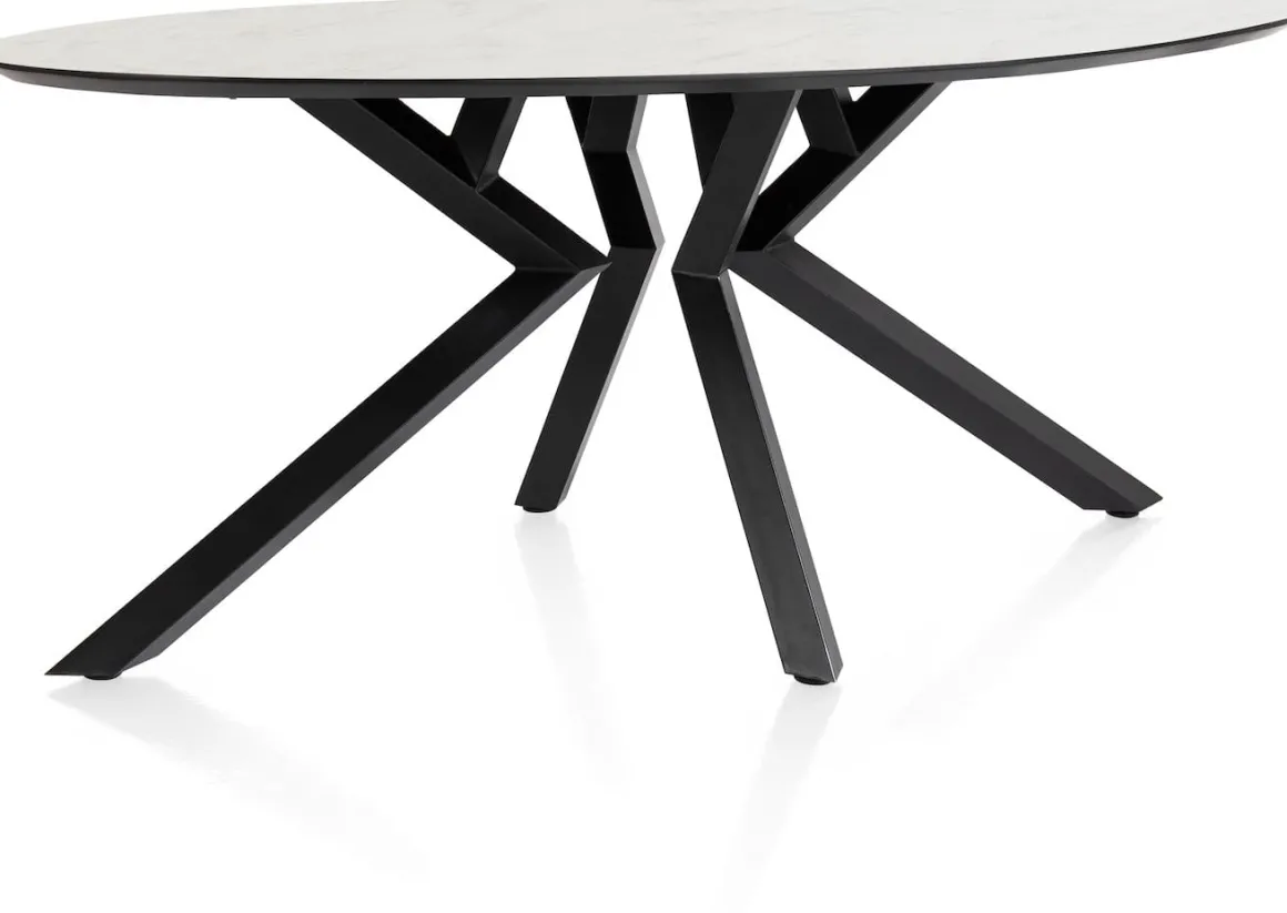 Masura ellipsvormige eettafel met zwarte metalen poot 180x100cm