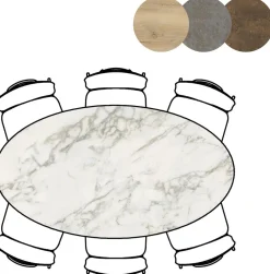 Masura ellipsvormige eettafel met zwarte metalen poot 180x100cm