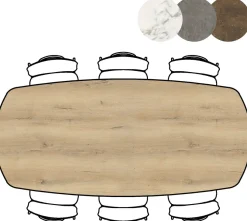 Masura ovale bartafel met zwarte metalen poot 240x110cm