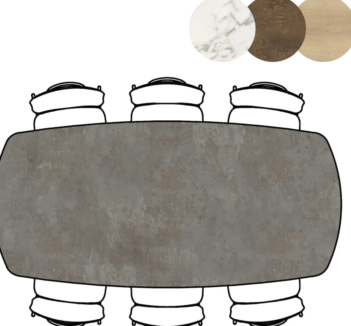 Masura ovale bartafel met zwarte metalen poot 200x105cm