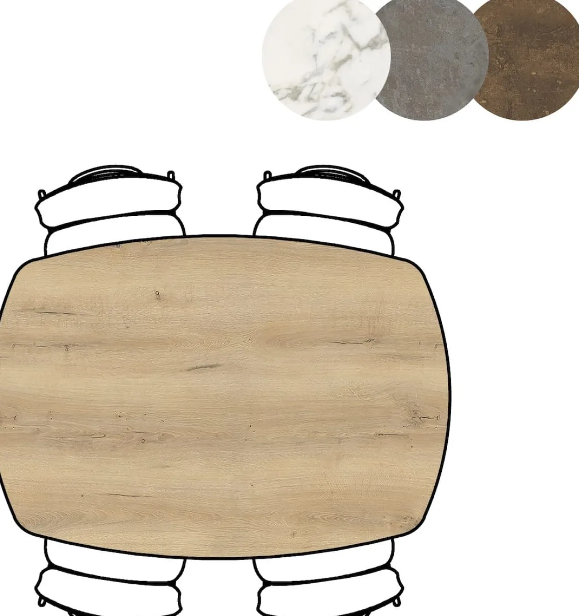 Masura ovale eettafel met zwarte metalen poot 150x105cm