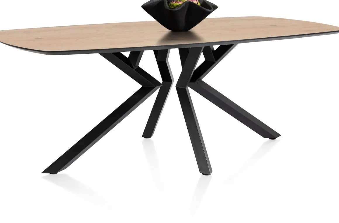 Masura ovale eettafel met zwarte metalen poot 200x105cm