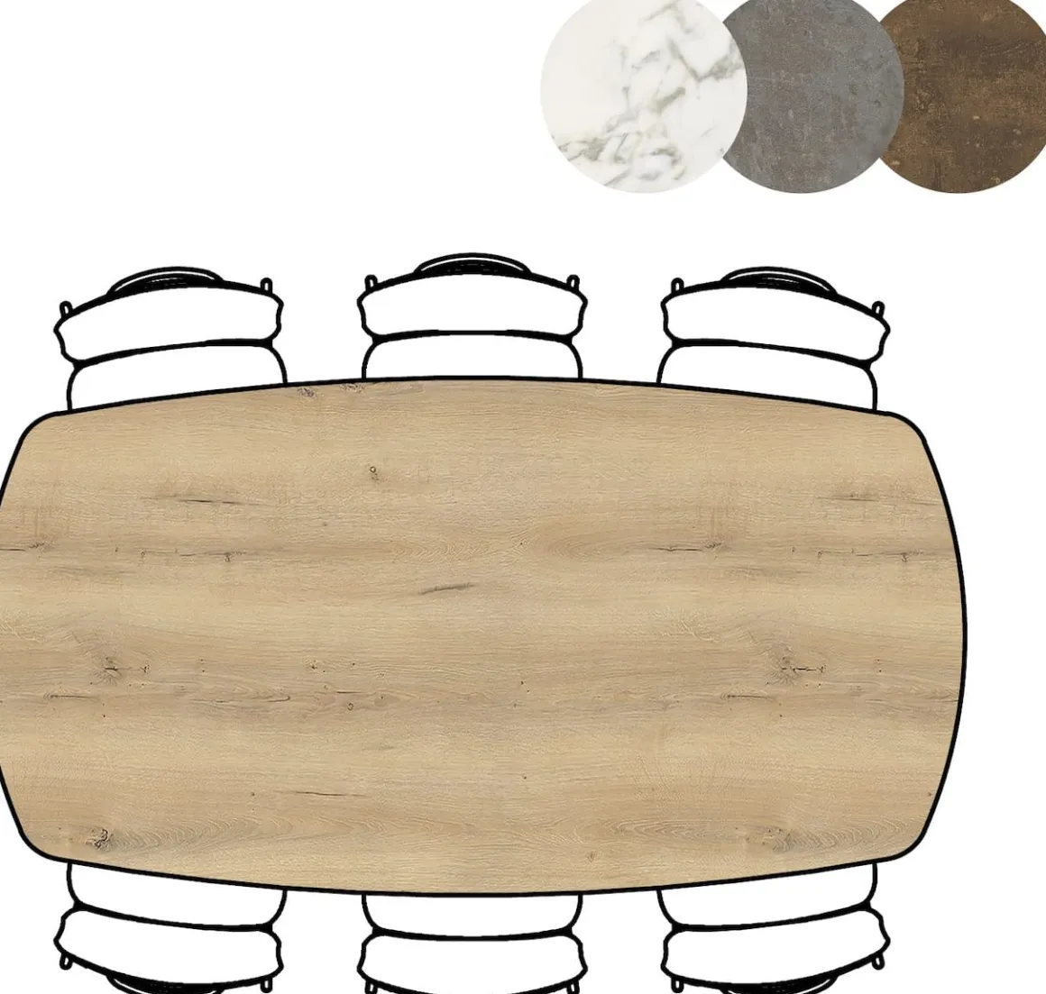 Masura ovale eettafel met zwarte metalen poot 200x105cm