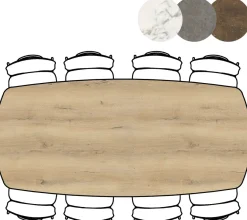 Masura ovale eettafel met zwarte metalen poot 240x110cm