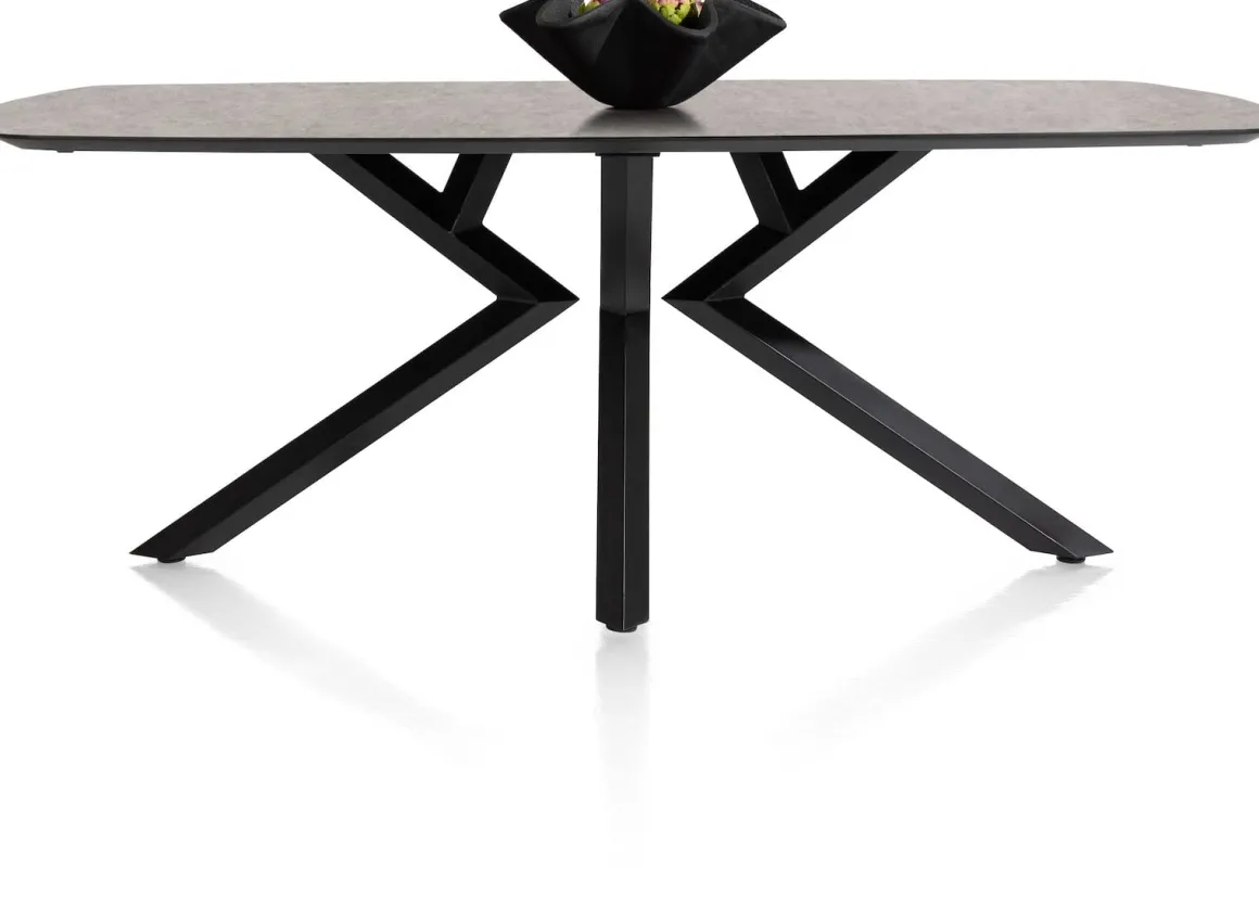 Masura ovale eettafel met zwarte metalen poot 200x105cm