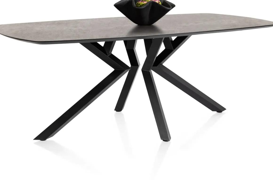 Masura ovale eettafel met zwarte metalen poot 200x105cm