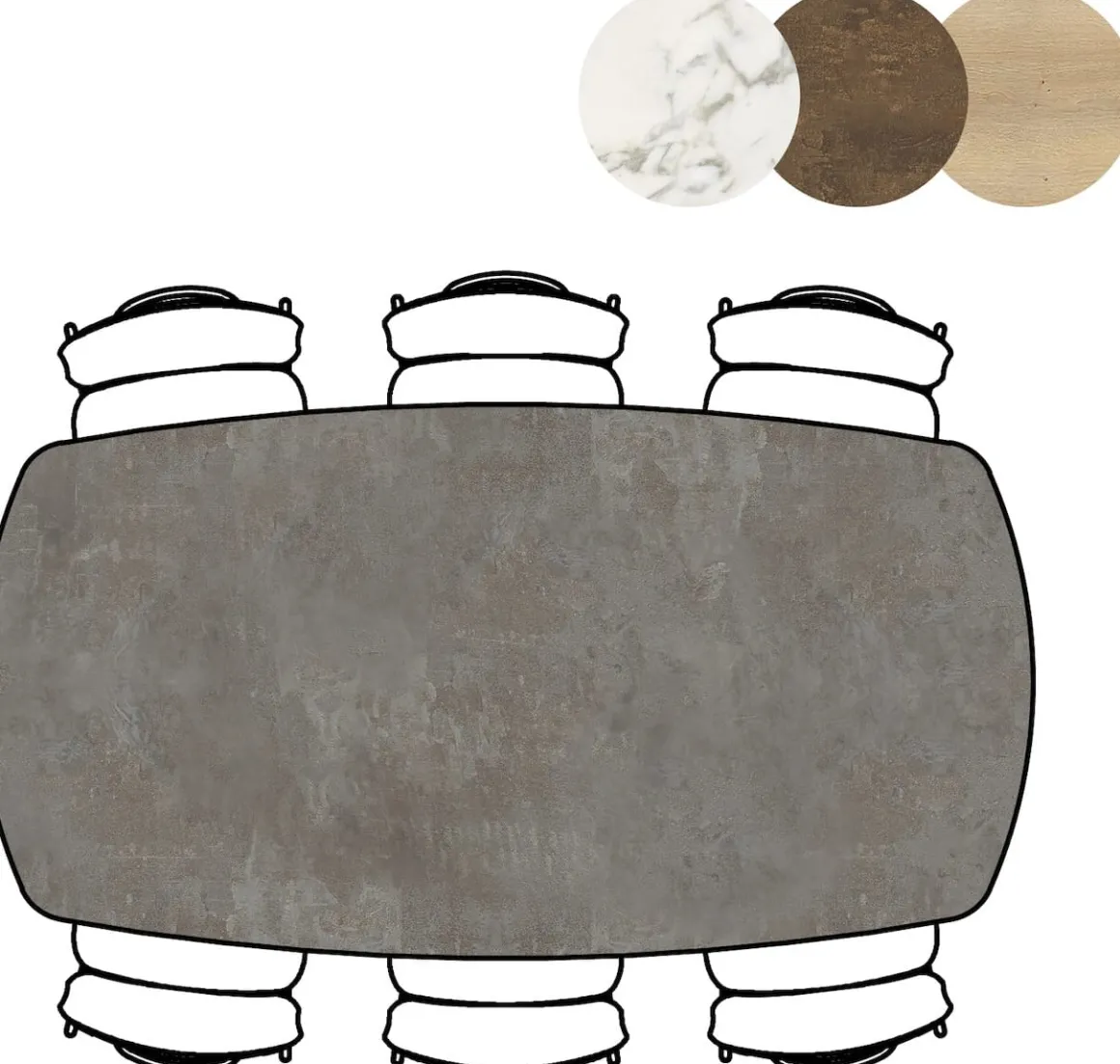 Masura ovale eettafel met zwarte metalen poot 200x105cm