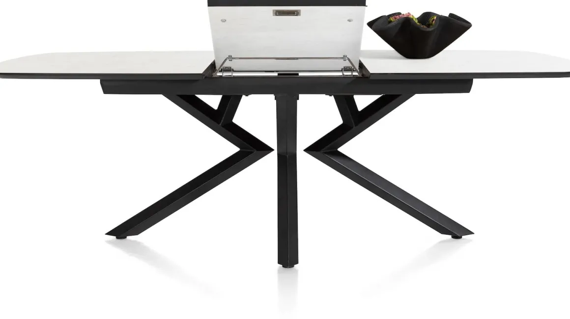 Masura ovale uitschuiftafel met metalen poot 180(+60)x110cm