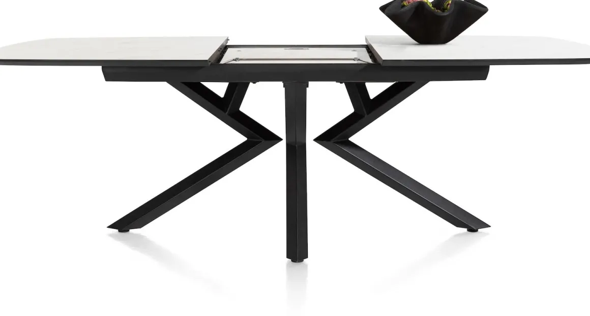Masura ovale uitschuiftafel met metalen poot 180(+60)x110cm