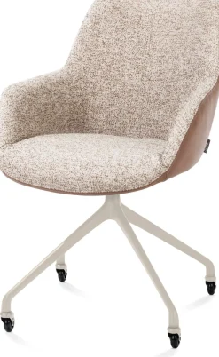 Mats, armstoel aluminium frame wielen creme - combi Pala cognac + Luton koper