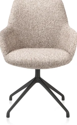 Mats, armstoel aluminium frame 4-poots - draaibaar rough off black - stof Luton - koper