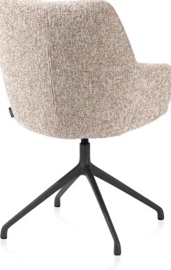 Mats, armstoel aluminium frame 4-poots - draaibaar rough off black - stof Luton - koper