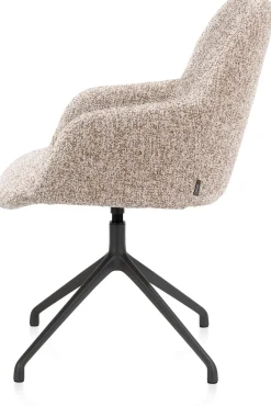 Mats, armstoel aluminium frame 4-poots - draaibaar rough off black - stof Luton - koper