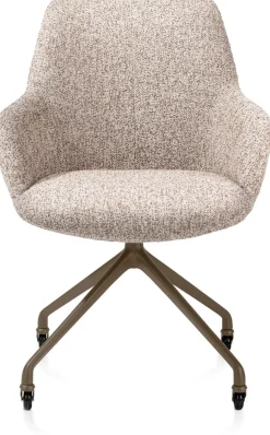 Mats, armstoel aluminium frame wielen steelbrown - stof Luton - koper