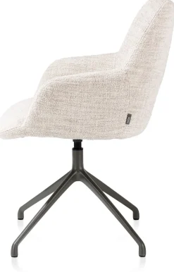 Mats, armstoel aluminium frame 4-poots - draaibaar grafiet - stof Luton - Creme