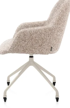 Mats, armstoel aluminium frame wielen creme - stof Luton - koper