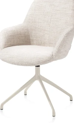 Mats, armstoel aluminium frame 4-poots - draaibaar creme - stof Luton - Creme