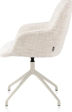 Mats, armstoel aluminium frame 4-poots - draaibaar creme - stof Luton - Creme