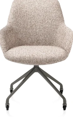 Mats, armstoel aluminium frame wielen grafiet - stof Luton crème - koper