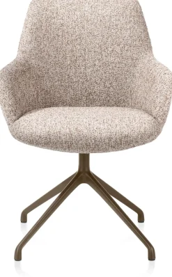 Mats, armstoel aluminium frame 4-poots - draaibaar steelbrown - stof Luton - koper