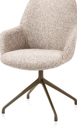 Mats, armstoel aluminium frame 4-poots - draaibaar steelbrown - stof Luton - koper