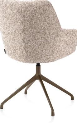 Mats, armstoel aluminium frame 4-poots - draaibaar steelbrown - stof Luton - koper