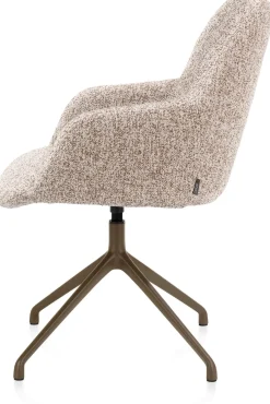 Mats, armstoel aluminium frame 4-poots - draaibaar steelbrown - stof Luton - koper