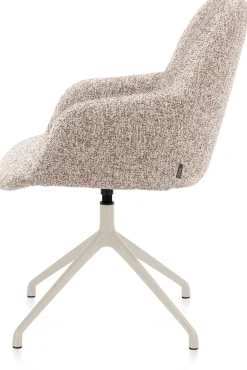 Mats, armstoel aluminium frame 4-poots - draaibaar creme - stof Luton - koper