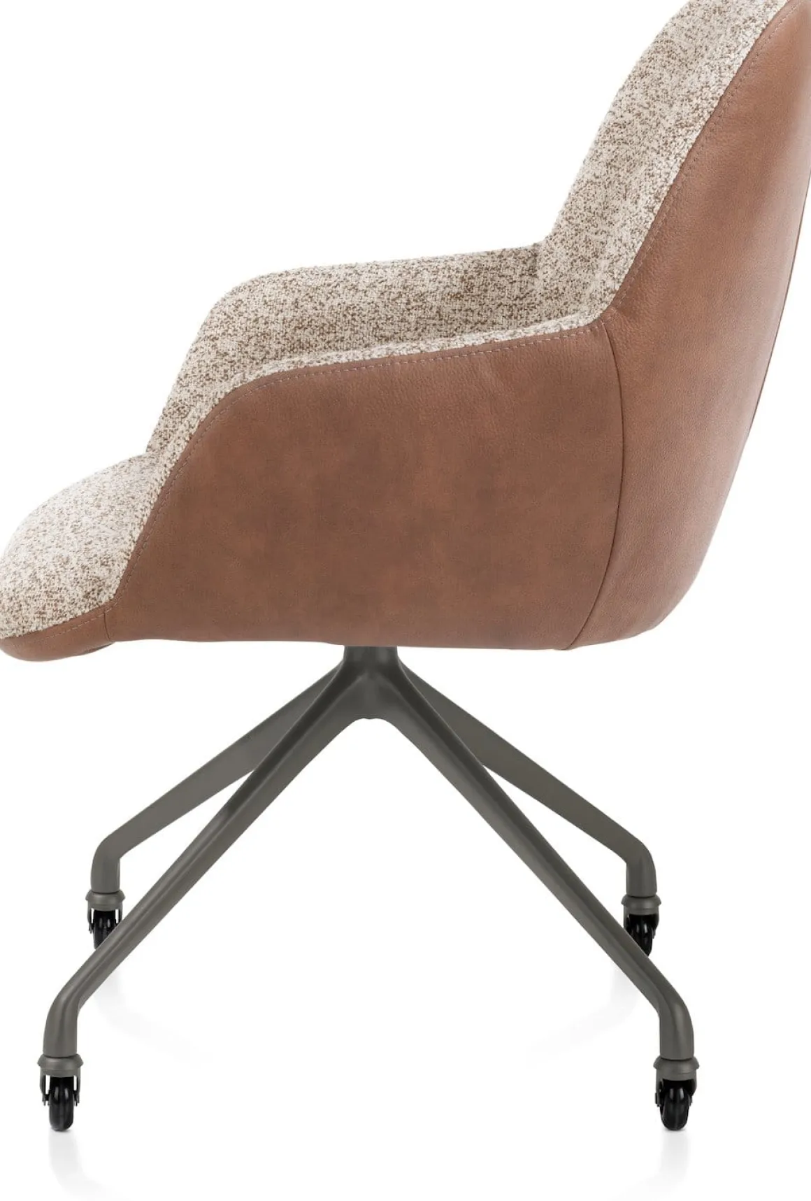 Mats, armstoel aluminium frame wielen grafiet - combi Pala cognac + Luton koper