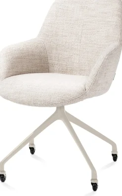 Mats, armstoel aluminium frame wielen creme - stof Luton - Creme