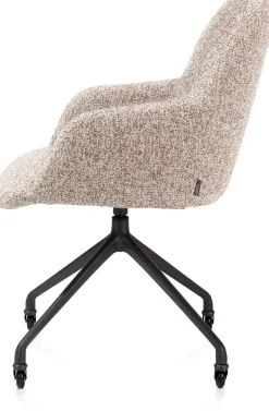 Mats, armstoel aluminium frame wielen rough off black - stof Luton - koper